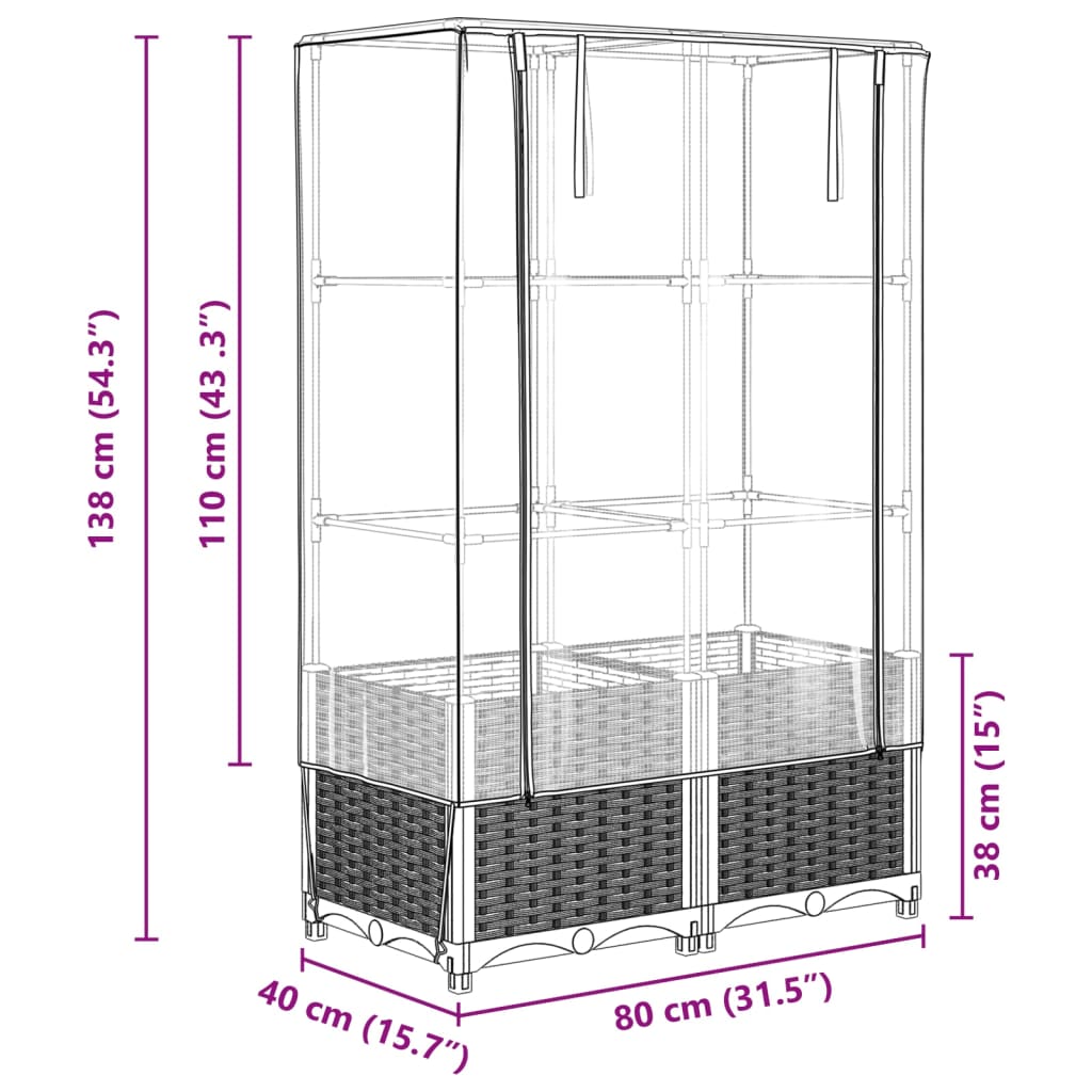 Plantenbak verhoogd met kashoes 80x40x138 cm rattanlook Bloempotten & plantenbakken | Creëer jouw Trendy Thuis | Gratis bezorgd & Retour | Trendy.nl