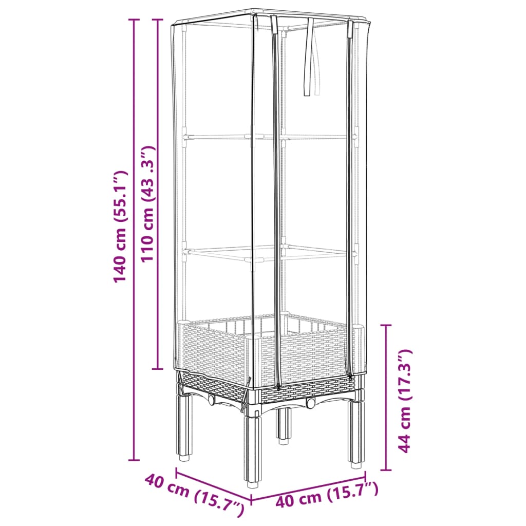 Plantenbak verhoogd met kashoes 40x40x140 cm rattanlook Bloempotten & plantenbakken | Creëer jouw Trendy Thuis | Gratis bezorgd & Retour | Trendy.nl