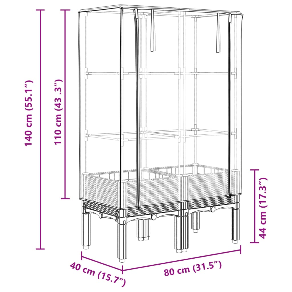 Plantenbak verhoogd met kashoes 80x40x140 cm rattanlook Bloempotten & plantenbakken | Creëer jouw Trendy Thuis | Gratis bezorgd & Retour | Trendy.nl