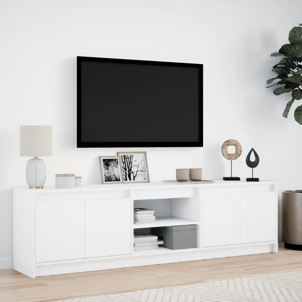 Tv-meubel met LED 180x34x50 cm bewerkt hout wit Tv-meubels | Creëer jouw Trendy Thuis | Gratis bezorgd & Retour | Trendy.nl