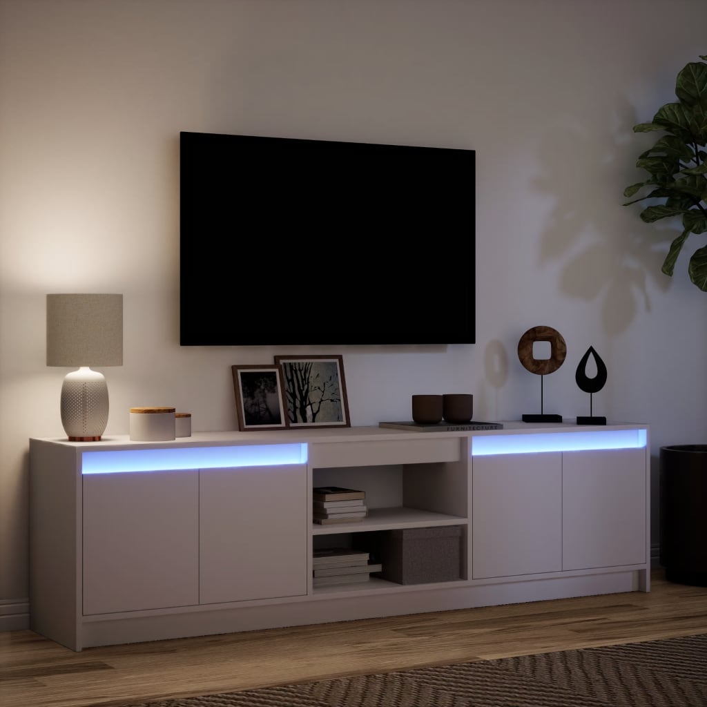 Tv-meubel met LED 180x34x50 cm bewerkt hout wit Tv-meubels | Creëer jouw Trendy Thuis | Gratis bezorgd & Retour | Trendy.nl