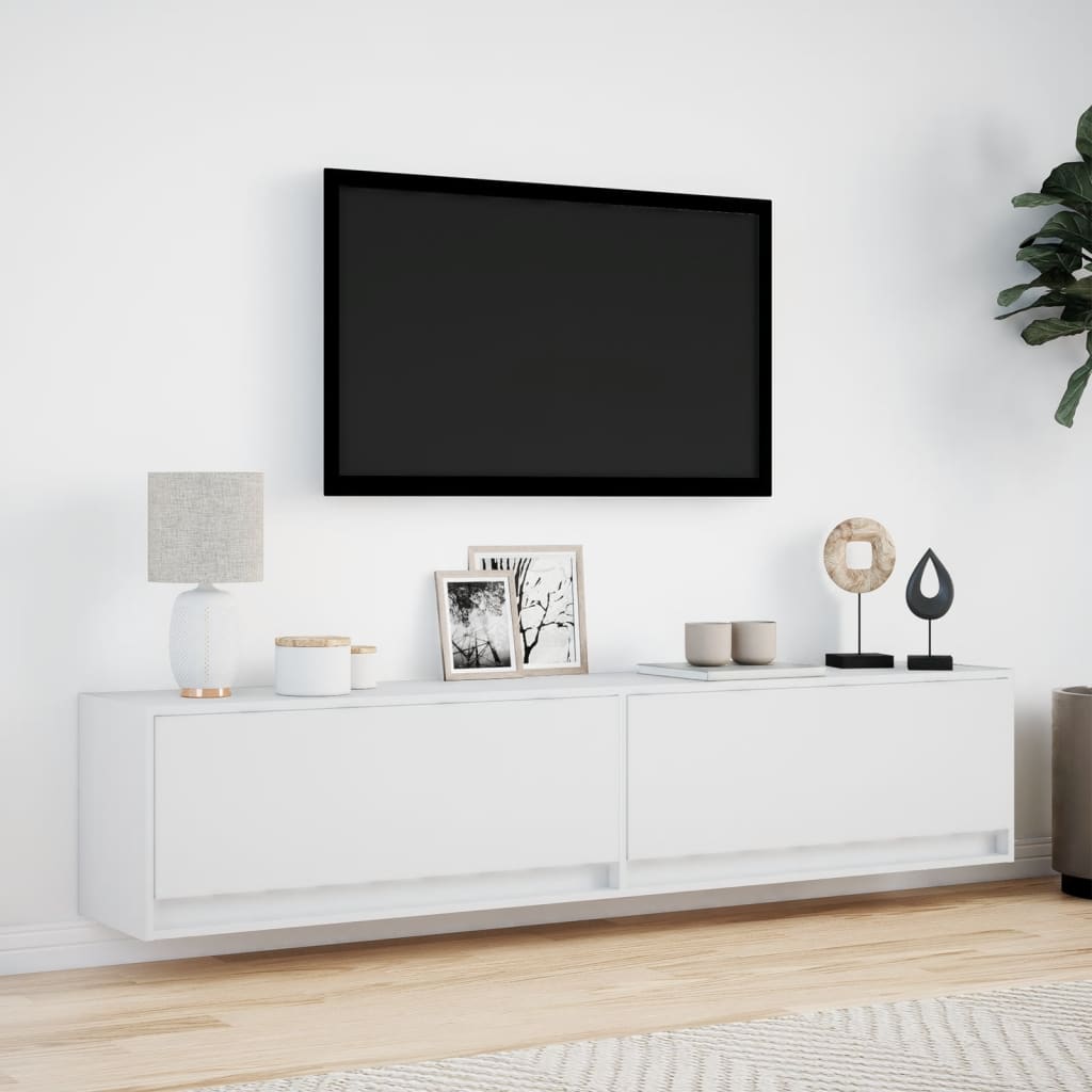 Tv-wandmeubel met LED-verlichting 180x31x38 cm wit Tv-meubels | Creëer jouw Trendy Thuis | Gratis bezorgd & Retour | Trendy.nl