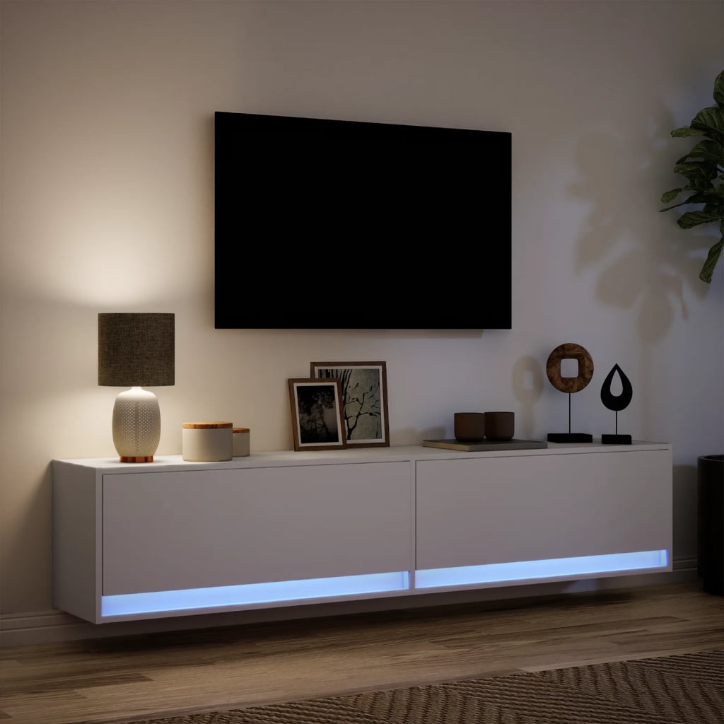 Tv-wandmeubel met LED-verlichting 180x31x38 cm wit Tv-meubels | Creëer jouw Trendy Thuis | Gratis bezorgd & Retour | Trendy.nl