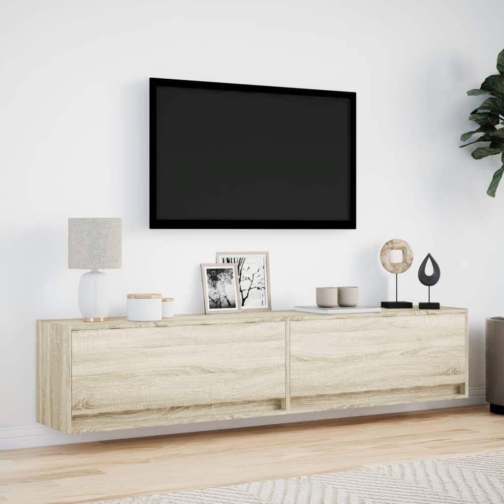 Tv-wandmeubel met LED-verlichting 180x31x38 cm sonoma eiken Tv-meubels | Creëer jouw Trendy Thuis | Gratis bezorgd & Retour | Trendy.nl