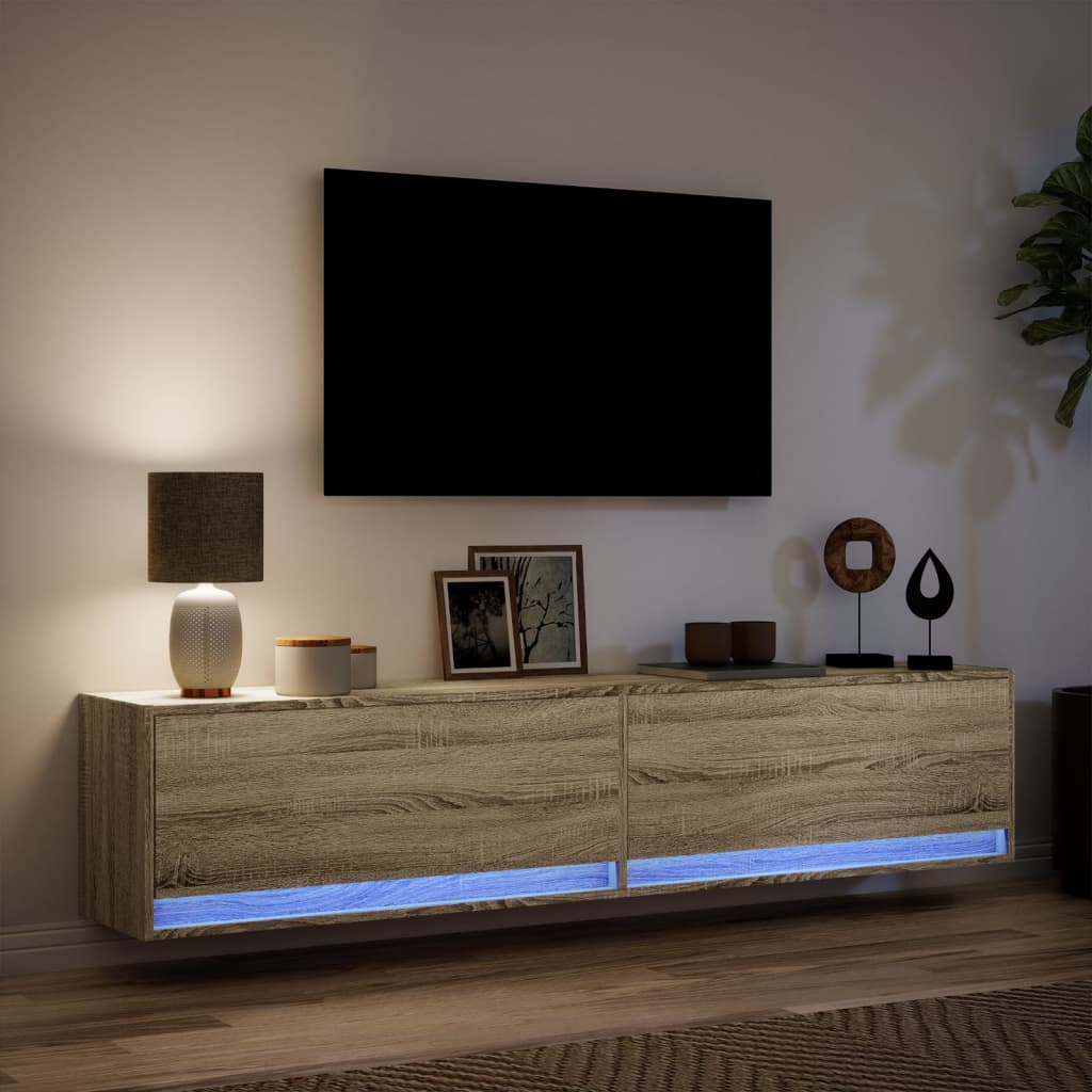 Tv-wandmeubel met LED-verlichting 180x31x38 cm sonoma eiken Tv-meubels | Creëer jouw Trendy Thuis | Gratis bezorgd & Retour | Trendy.nl