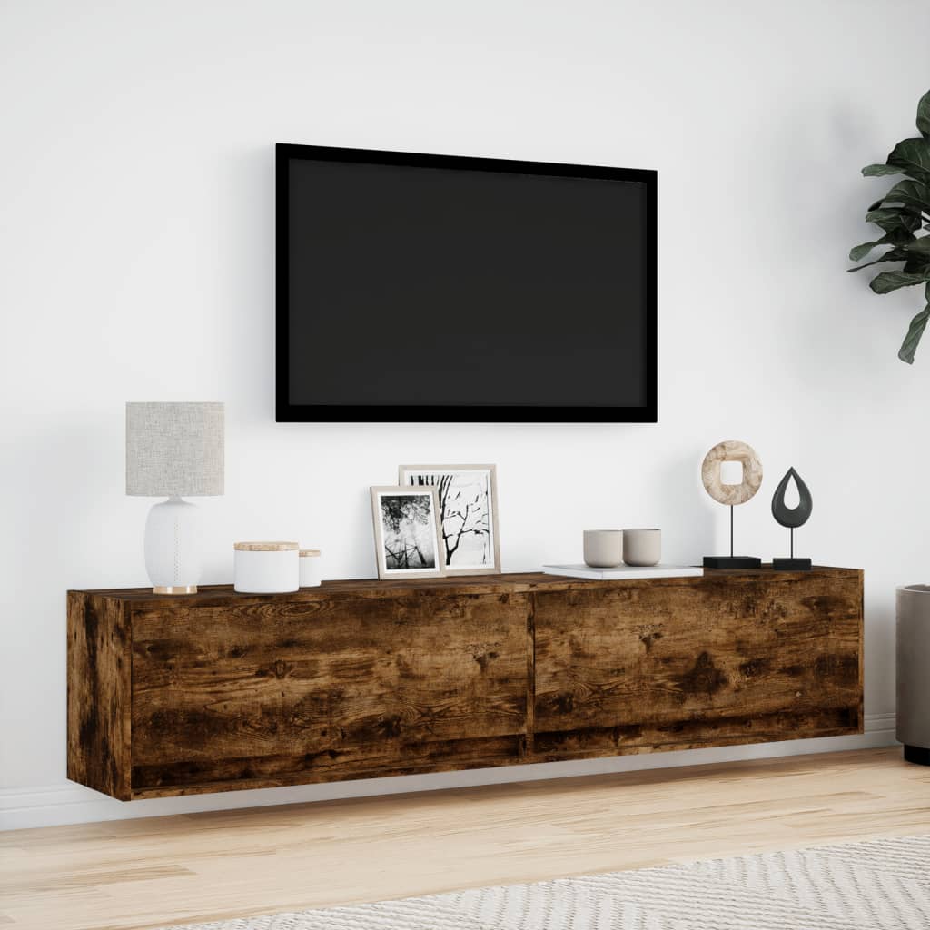 Tv-wandmeubel met LED-verlichting 180x31x38 cm gerookt eiken Tv-meubels | Creëer jouw Trendy Thuis | Gratis bezorgd & Retour | Trendy.nl