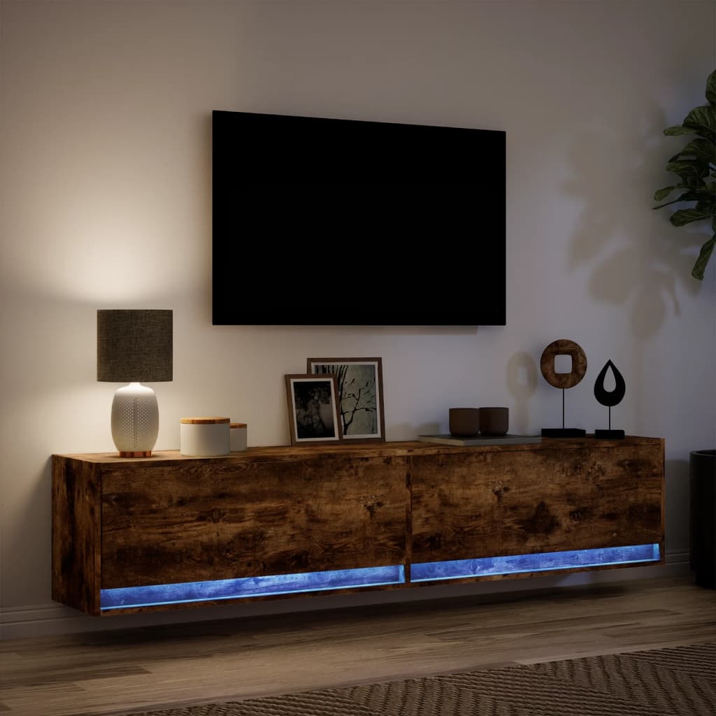 Tv-wandmeubel met LED-verlichting 180x31x38 cm gerookt eiken Tv-meubels | Creëer jouw Trendy Thuis | Gratis bezorgd & Retour | Trendy.nl