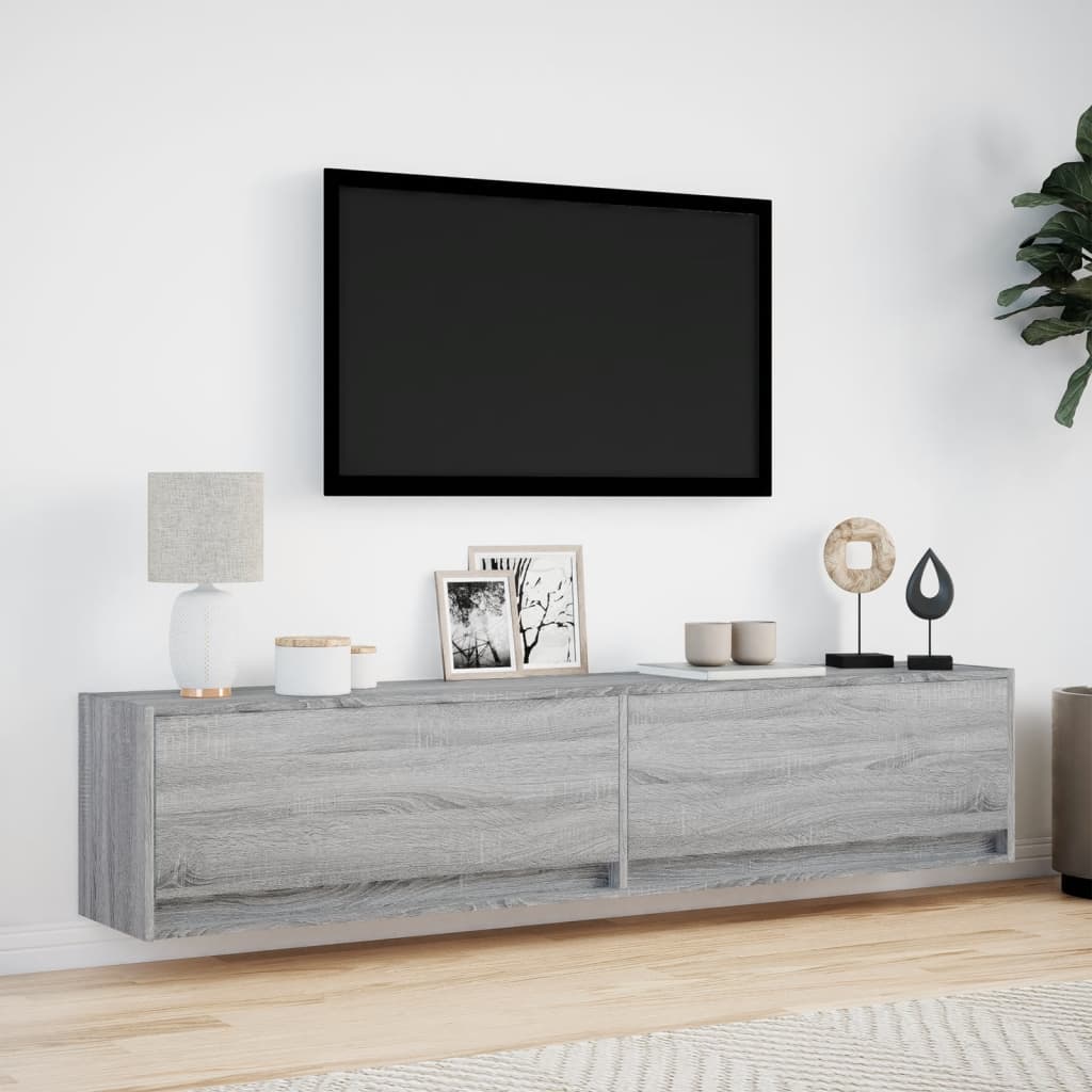 Tv-wandmeubel met LED-verlichting 180x31x38 cm grijs sonoma Tv-meubels | Creëer jouw Trendy Thuis | Gratis bezorgd & Retour | Trendy.nl