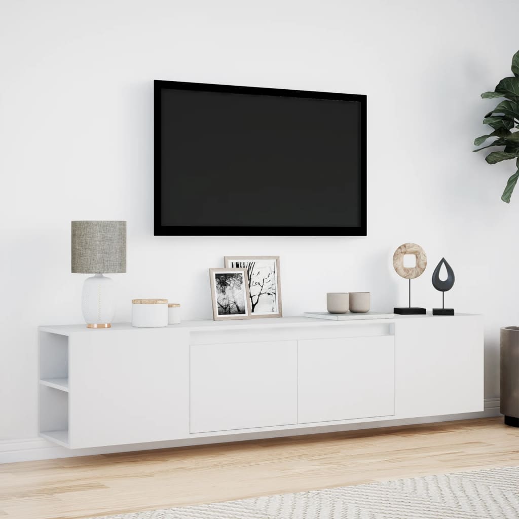 Tv-wandmeubel met LED-verlichting 180x31x39,5 cm wit Tv-meubels | Creëer jouw Trendy Thuis | Gratis bezorgd & Retour | Trendy.nl