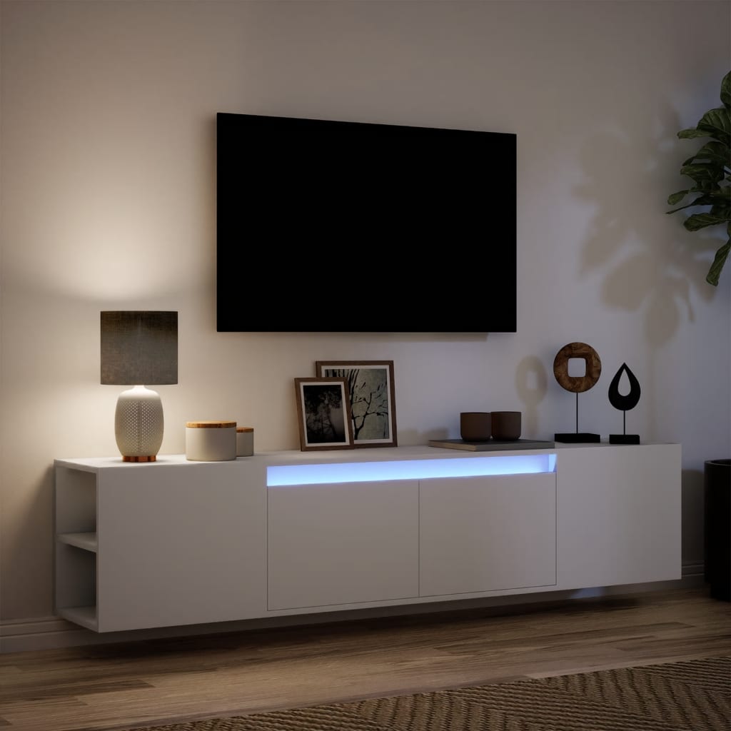 Tv-wandmeubel met LED-verlichting 180x31x39,5 cm wit Tv-meubels | Creëer jouw Trendy Thuis | Gratis bezorgd & Retour | Trendy.nl