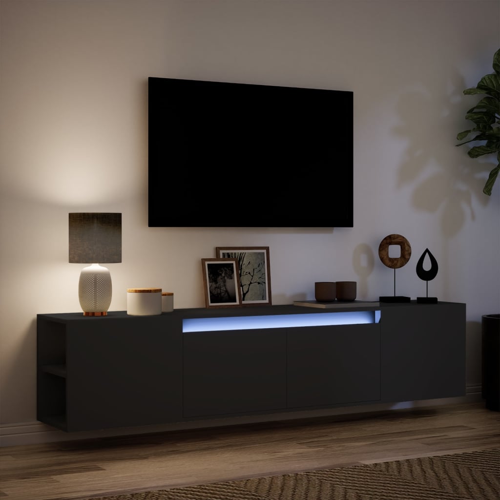 Tv-wandmeubel met LED-verlichting 180x31x39,5 cm zwart Tv-meubels | Creëer jouw Trendy Thuis | Gratis bezorgd & Retour | Trendy.nl