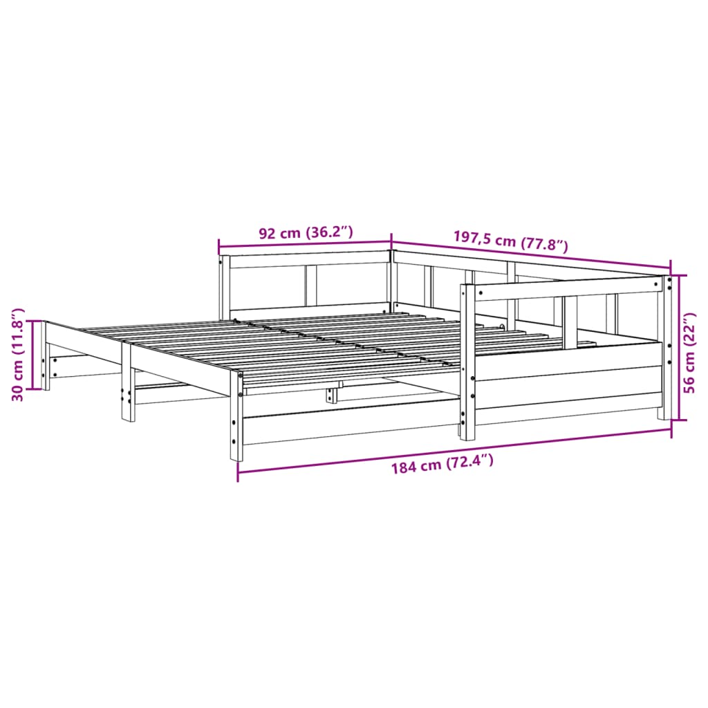 Slaapbank zonder matras 90x190 cm massief grenenhout wasbruin Bedden & bedframes | Creëer jouw Trendy Thuis | Gratis bezorgd & Retour | Trendy.nl