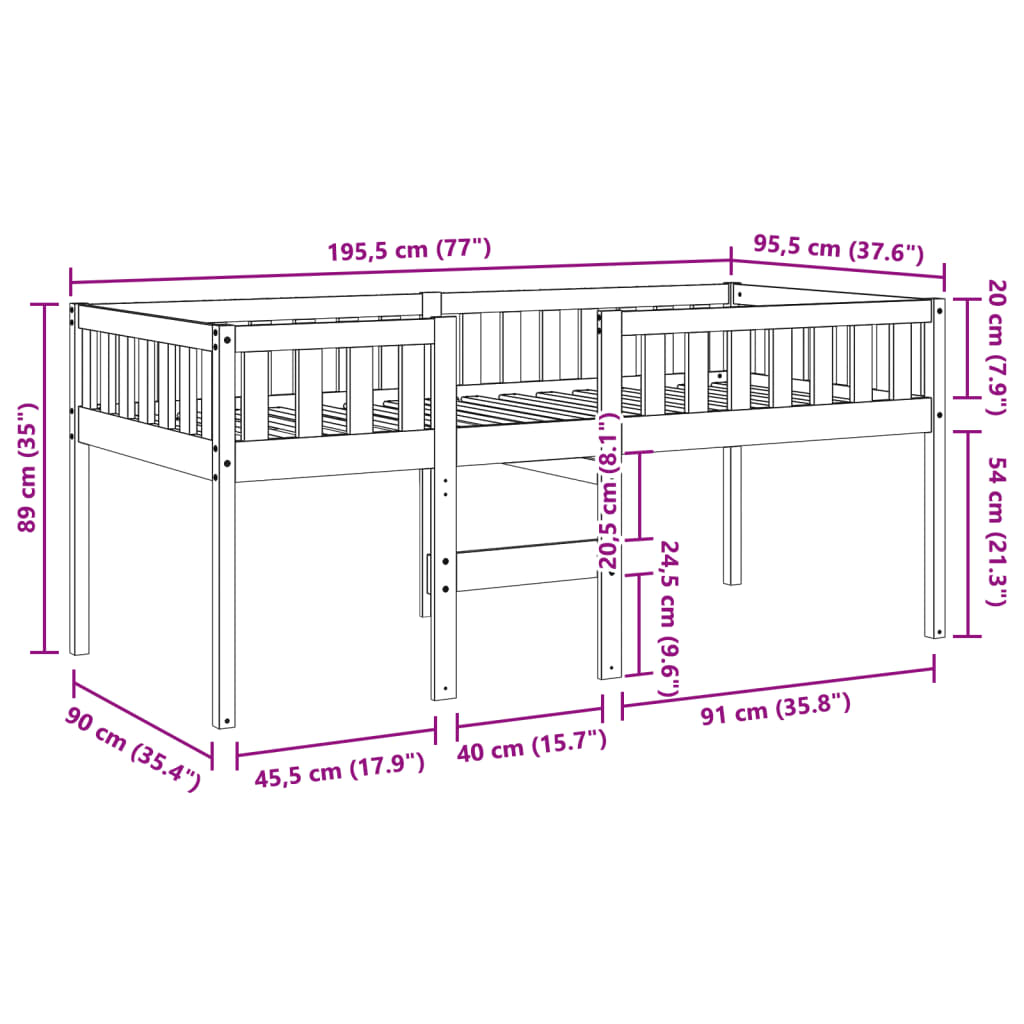 Kinderbed zonder matras massief grenenhout 90x190 cm Bedden & bedframes | Creëer jouw Trendy Thuis | Gratis bezorgd & Retour | Trendy.nl