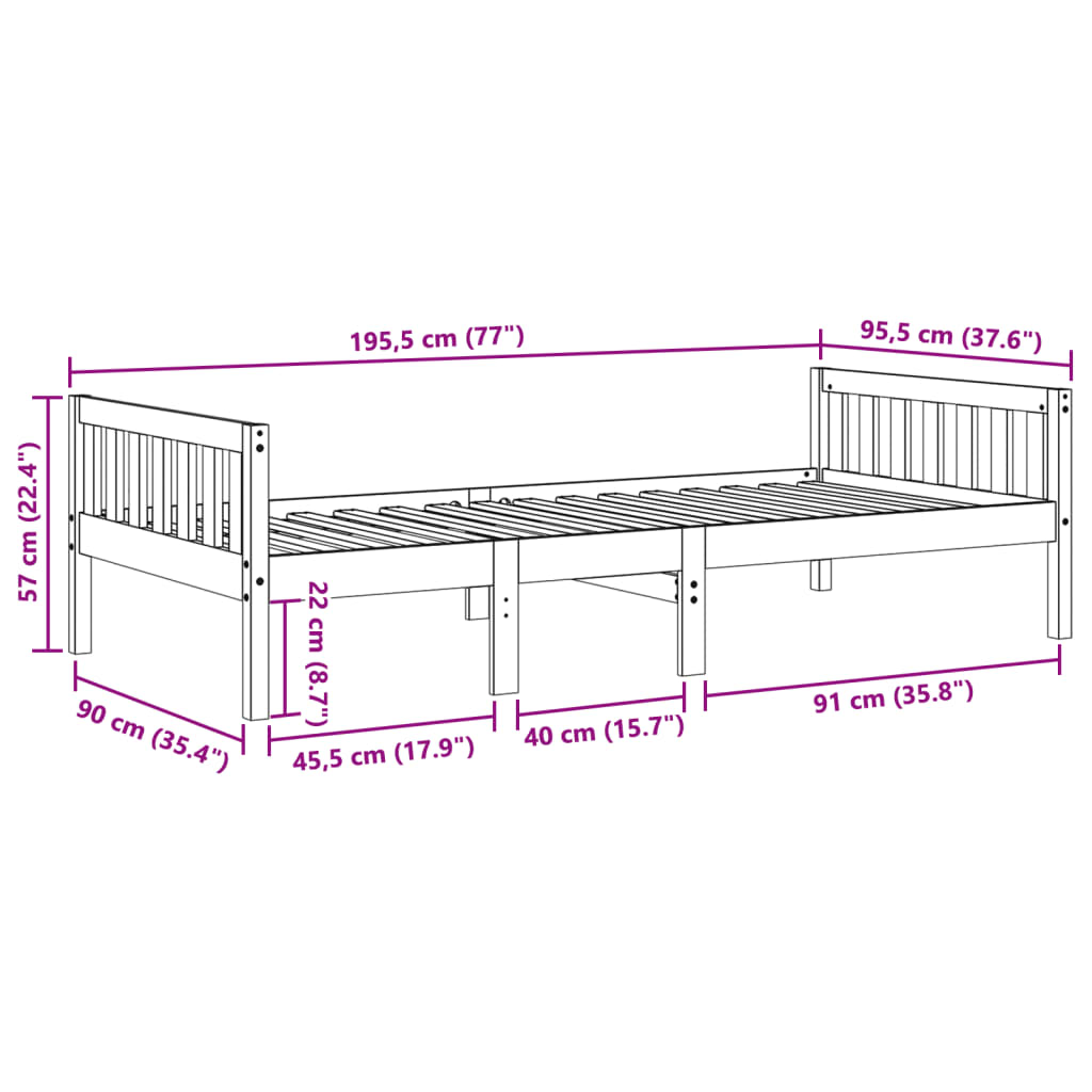 Kinderbed zonder matras massief grenenhout 90x190 cm Bedden & bedframes | Creëer jouw Trendy Thuis | Gratis bezorgd & Retour | Trendy.nl