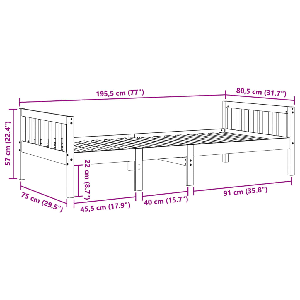 Kinderbed zonder matras massief grenenhout wasbruin 75x190 cm Bedden & bedframes | Creëer jouw Trendy Thuis | Gratis bezorgd & Retour | Trendy.nl