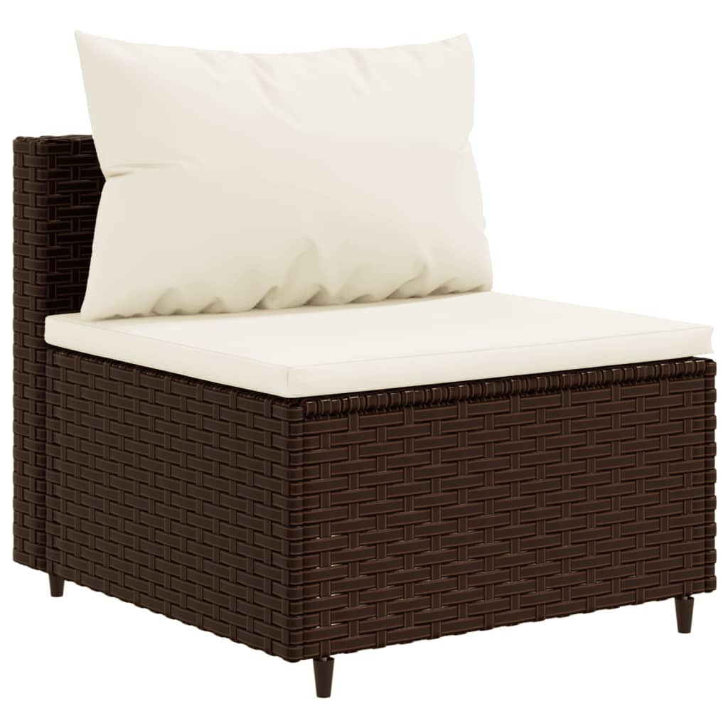 5-delige Loungeset met kussens poly rattan bruin