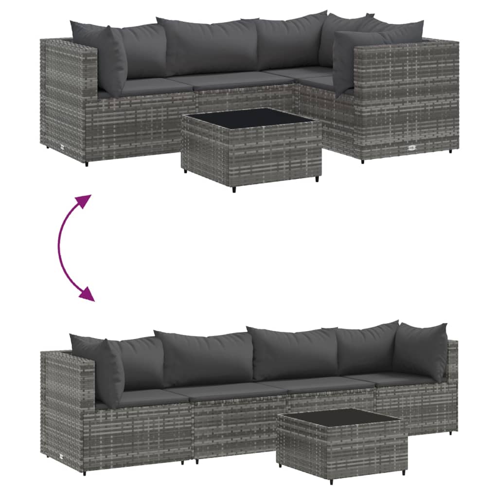 5-delige Loungeset met kussens poly rattan grijs Tuinsets | Creëer jouw Trendy Thuis | Gratis bezorgd & Retour | Trendy.nl