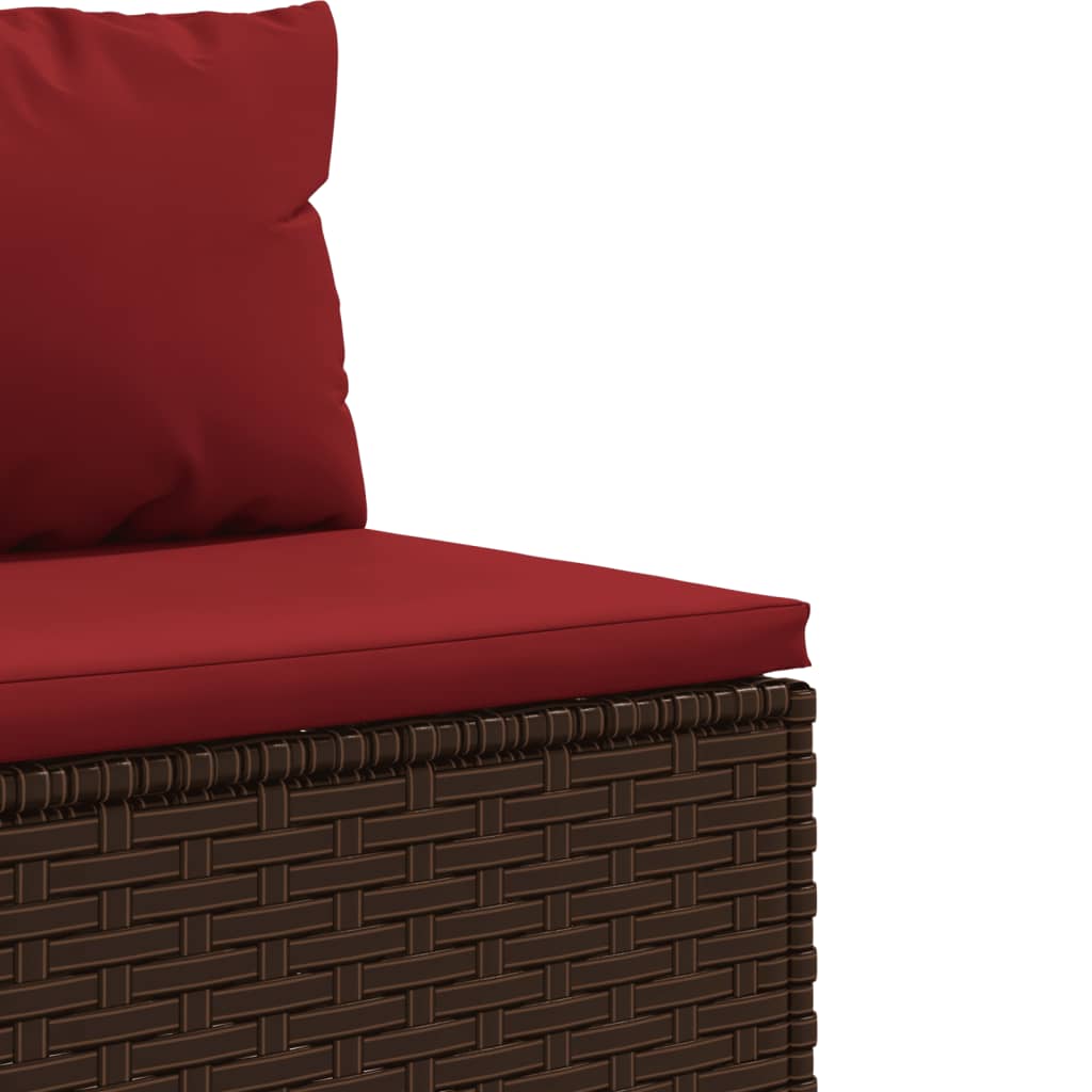 5-delige Loungeset met kussens poly rattan bruin