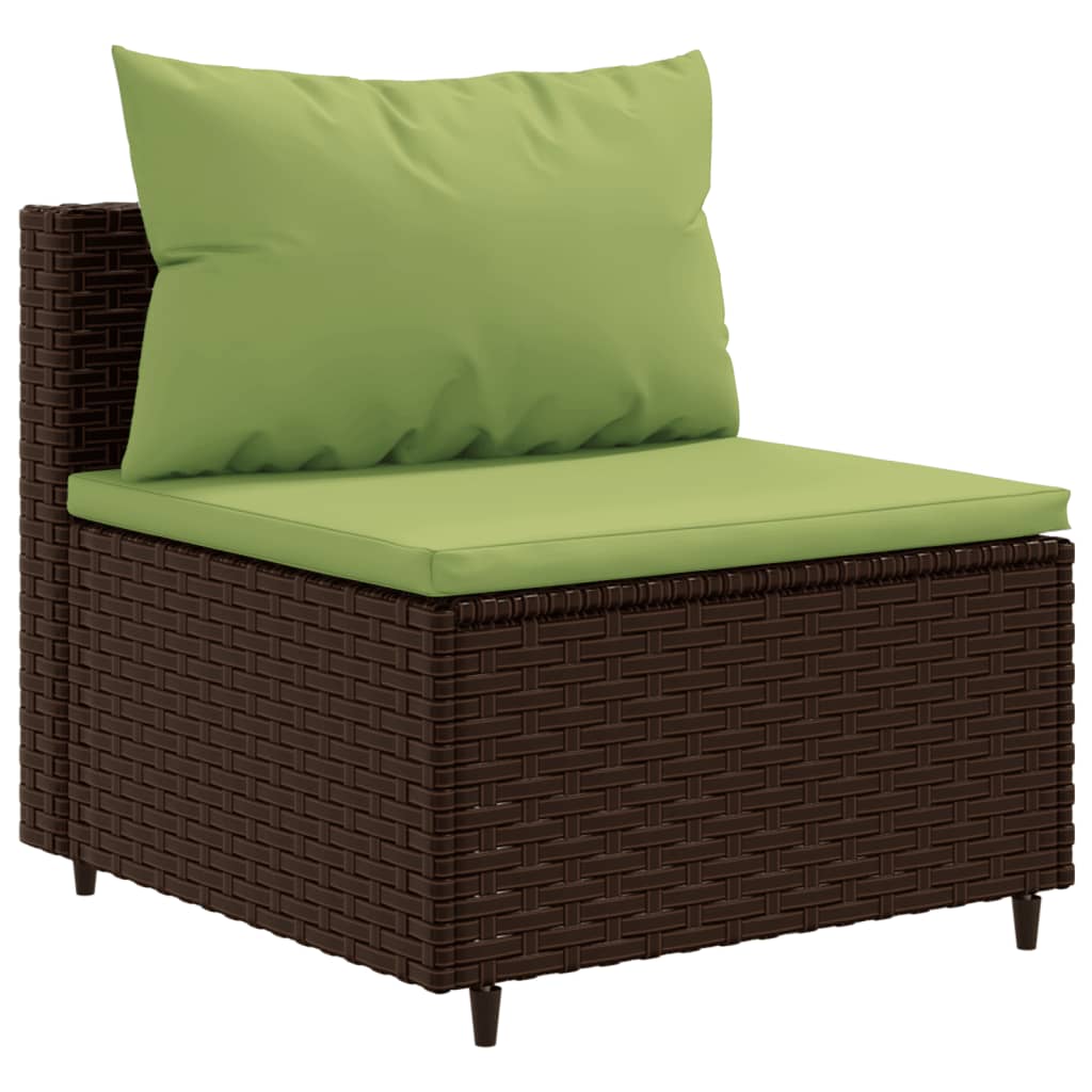 5-delige Loungeset met kussens poly rattan bruin