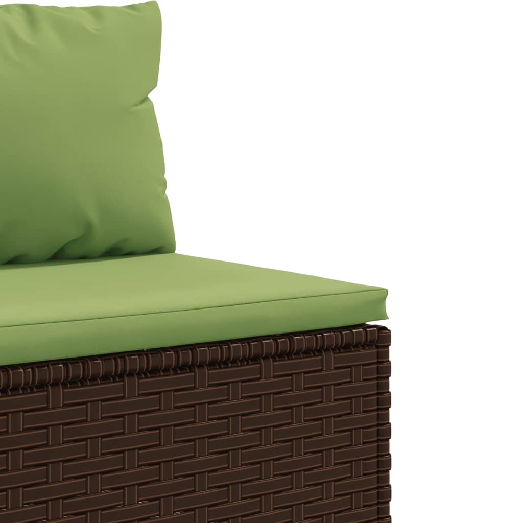 5-delige Loungeset met kussens poly rattan bruin