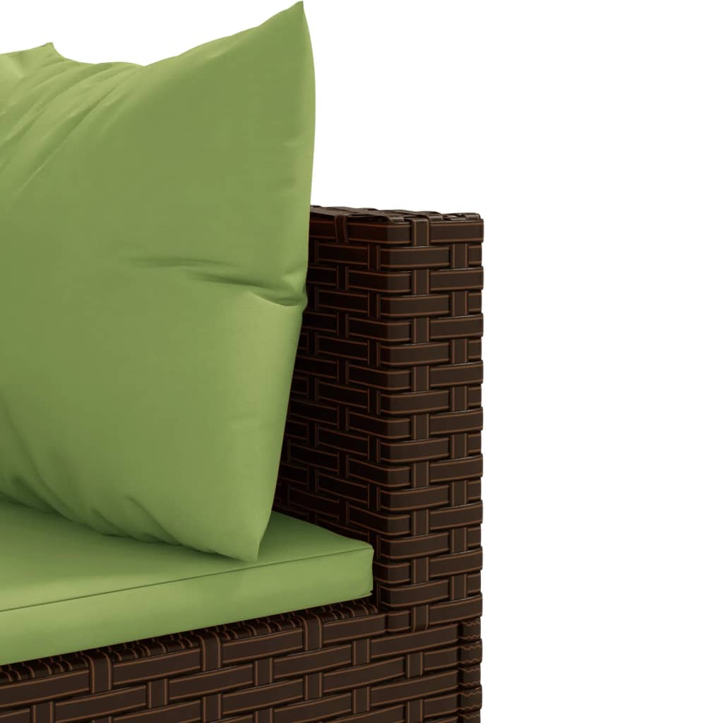 5-delige Loungeset met kussens poly rattan bruin