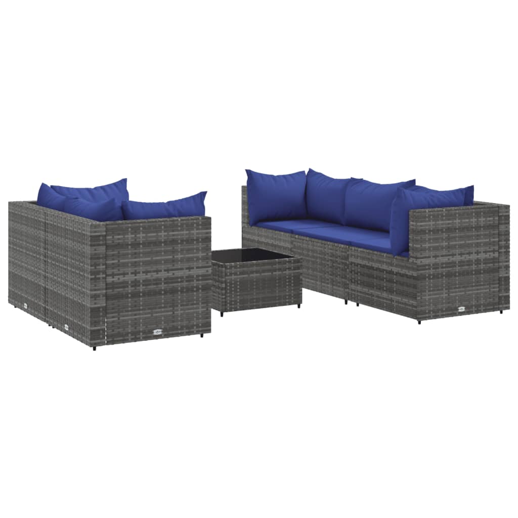 6-delige Loungeset met kussens poly rattan grijs Tuinsets | Creëer jouw Trendy Thuis | Gratis bezorgd & Retour | Trendy.nl