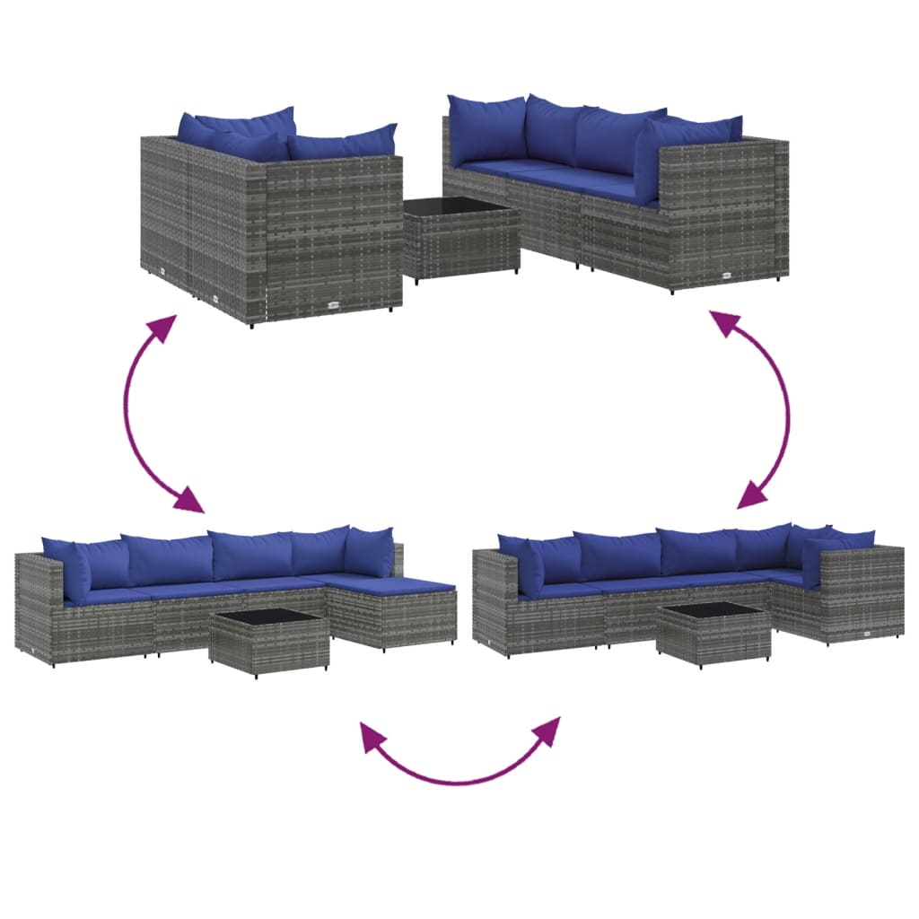 6-delige Loungeset met kussens poly rattan grijs Tuinsets | Creëer jouw Trendy Thuis | Gratis bezorgd & Retour | Trendy.nl