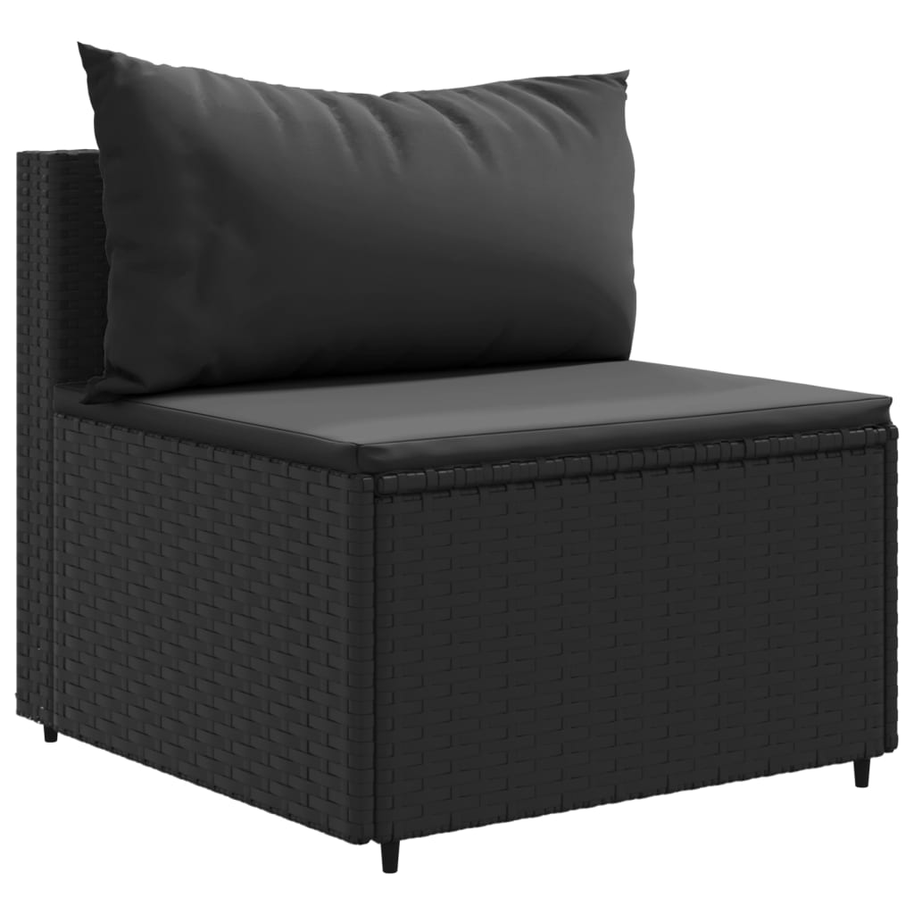 8-delige Loungeset met kussens poly rattan zwart