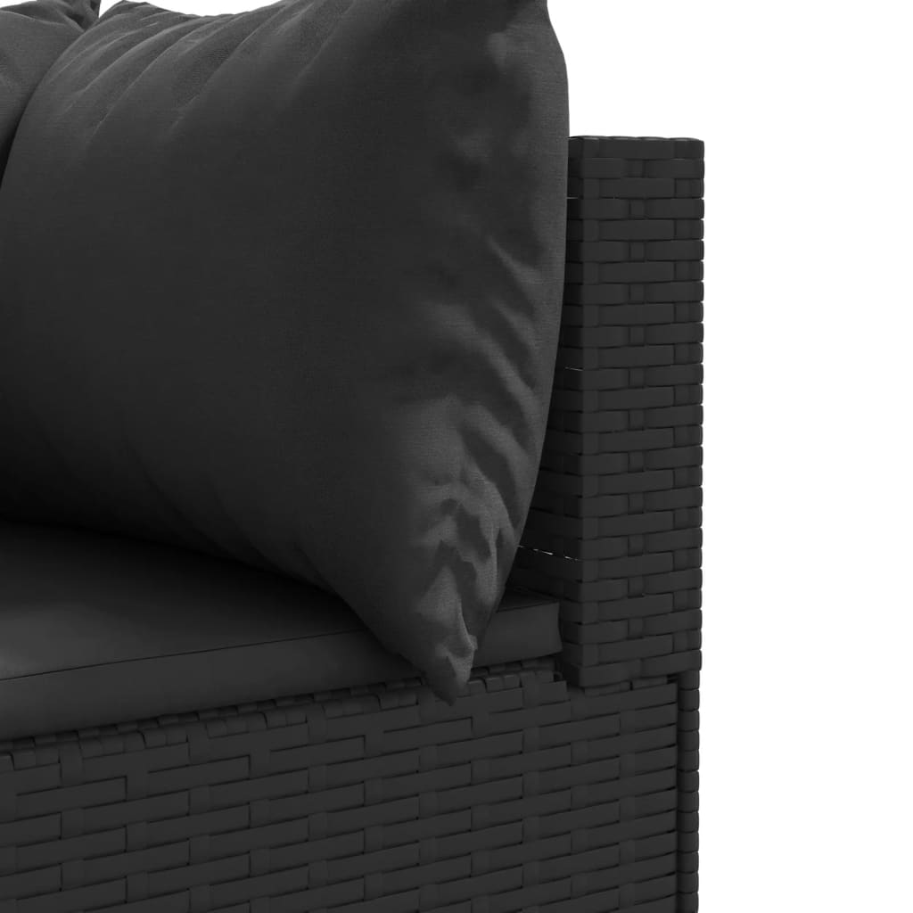 8-delige Loungeset met kussens poly rattan zwart