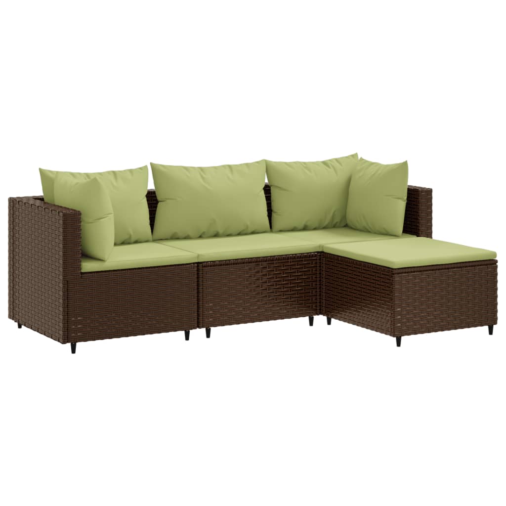 4-delige Loungeset met kussens poly rattan bruin Tuinsets | Creëer jouw Trendy Thuis | Gratis bezorgd & Retour | Trendy.nl