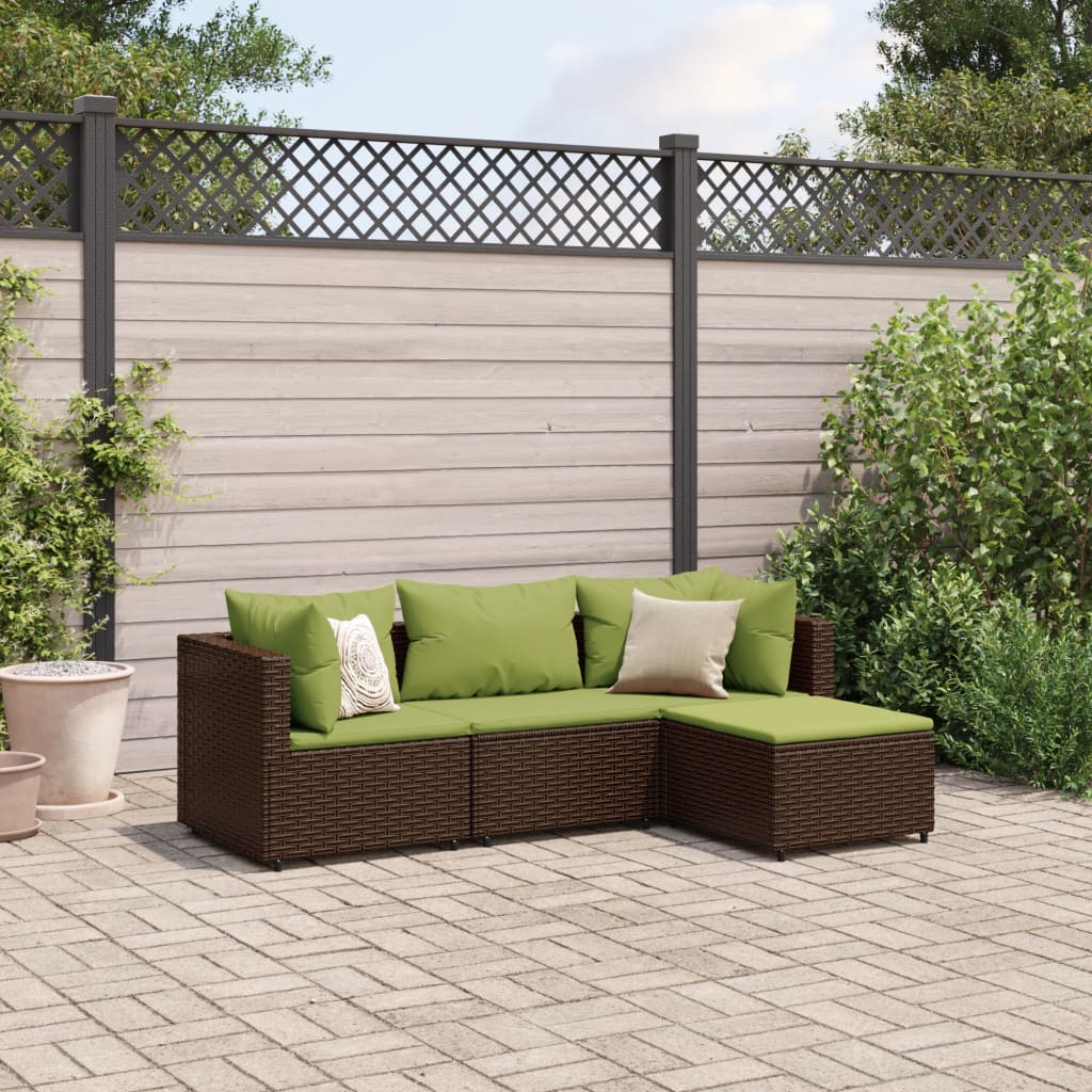 4-delige Loungeset met kussens poly rattan bruin Tuinsets | Creëer jouw Trendy Thuis | Gratis bezorgd & Retour | Trendy.nl