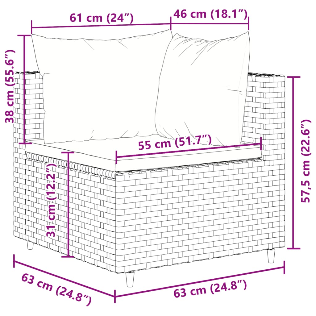 5-delige Loungeset met kussens poly rattan zwart Tuinsets | Creëer jouw Trendy Thuis | Gratis bezorgd & Retour | Trendy.nl