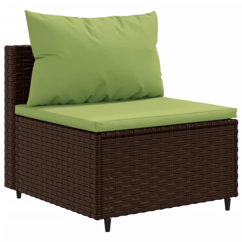 6-delige Loungeset met kussens poly rattan bruin