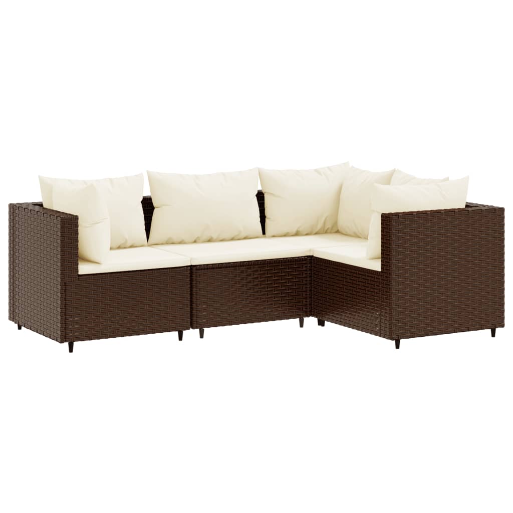 4-delige Loungeset met kussens poly rattan bruin Tuinsets | Creëer jouw Trendy Thuis | Gratis bezorgd & Retour | Trendy.nl