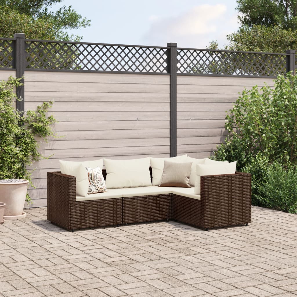 4-delige Loungeset met kussens poly rattan bruin Tuinsets | Creëer jouw Trendy Thuis | Gratis bezorgd & Retour | Trendy.nl