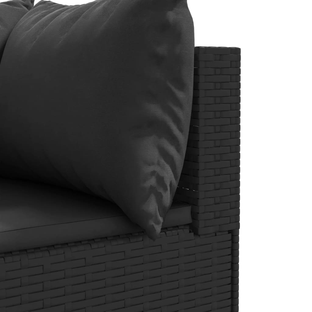 4-delige Loungeset met kussens poly rattan zwart Tuinsets | Creëer jouw Trendy Thuis | Gratis bezorgd & Retour | Trendy.nl