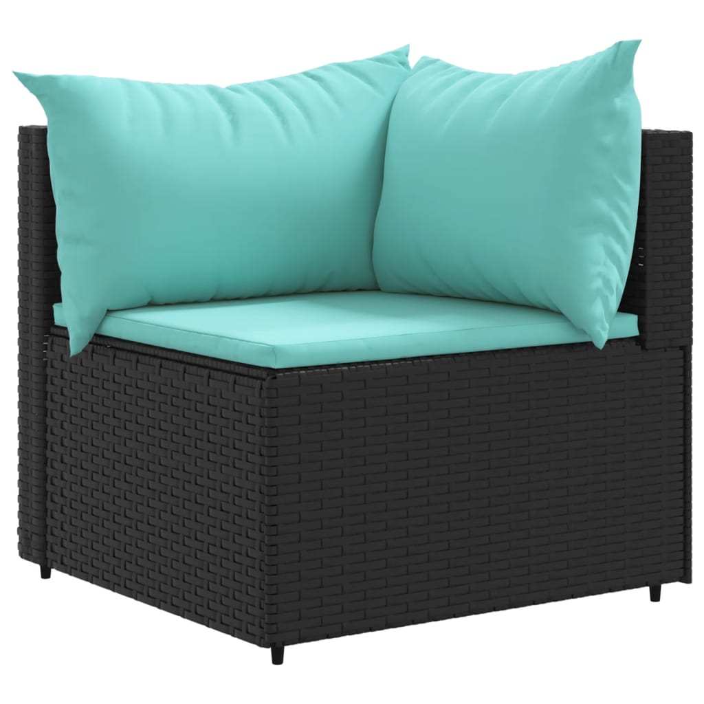 4-delige Loungeset met kussens poly rattan zwart Tuinsets | Creëer jouw Trendy Thuis | Gratis bezorgd & Retour | Trendy.nl