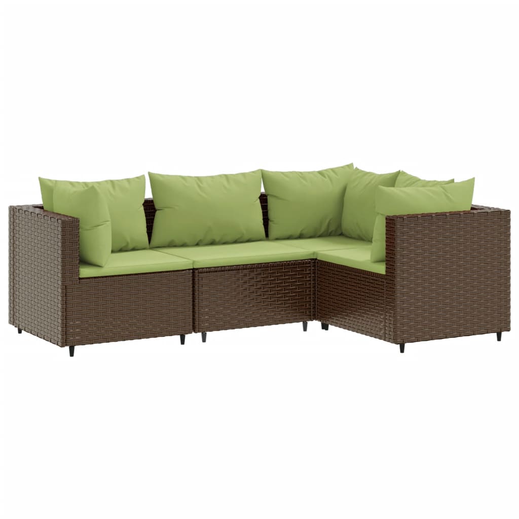 4-delige Loungeset met kussens poly rattan bruin Tuinsets | Creëer jouw Trendy Thuis | Gratis bezorgd & Retour | Trendy.nl