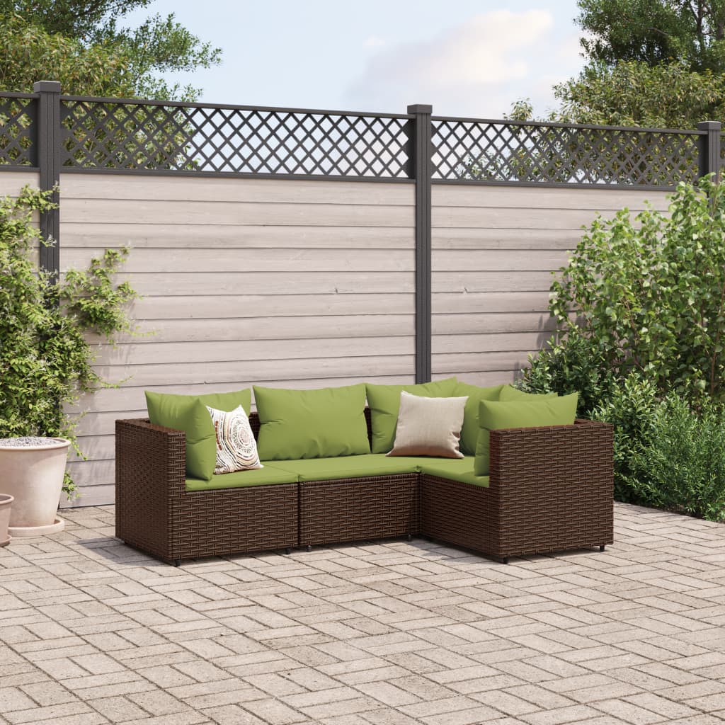 4-delige Loungeset met kussens poly rattan bruin Tuinsets | Creëer jouw Trendy Thuis | Gratis bezorgd & Retour | Trendy.nl