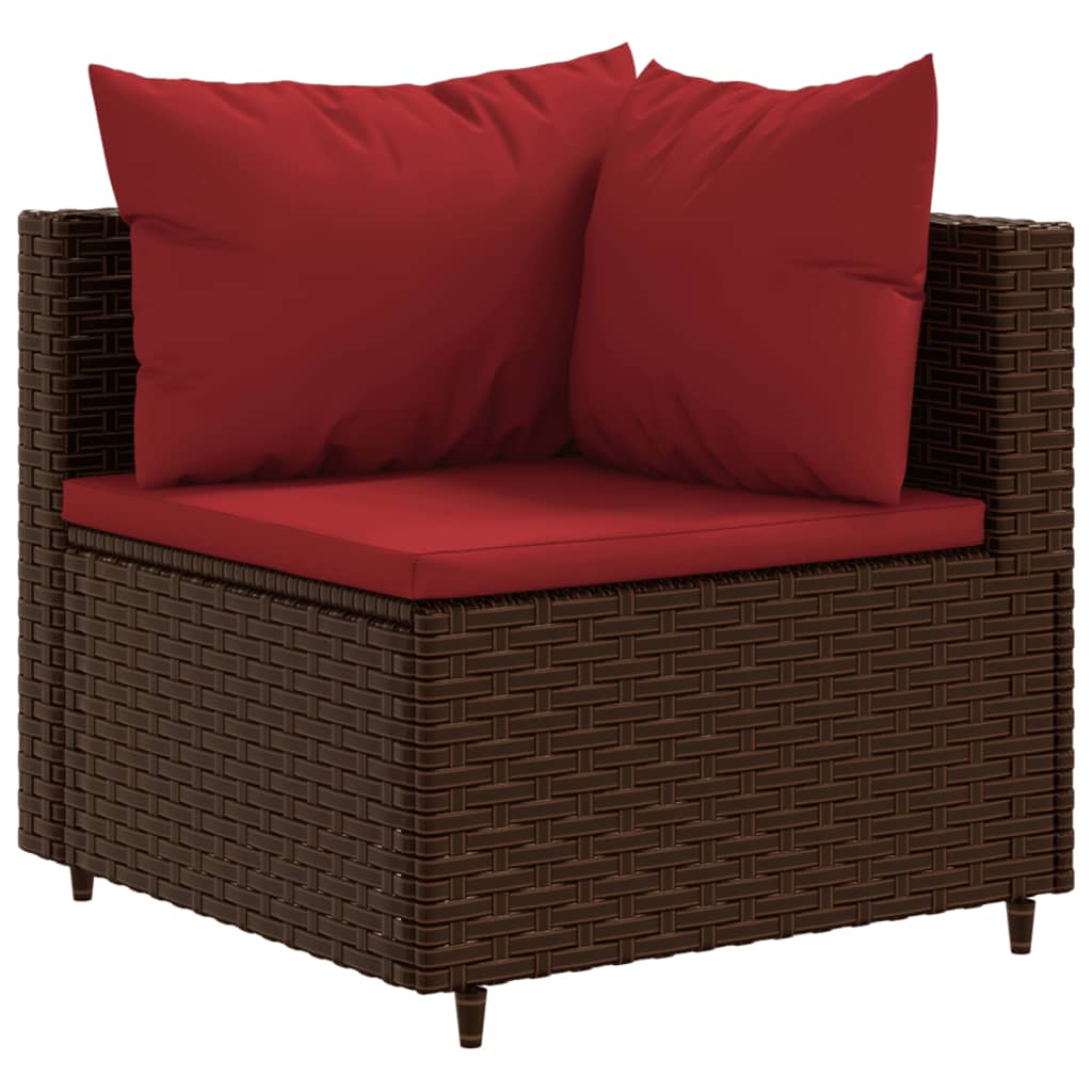 5-delige Loungeset met kussens poly rattan bruin Tuinsets | Creëer jouw Trendy Thuis | Gratis bezorgd & Retour | Trendy.nl