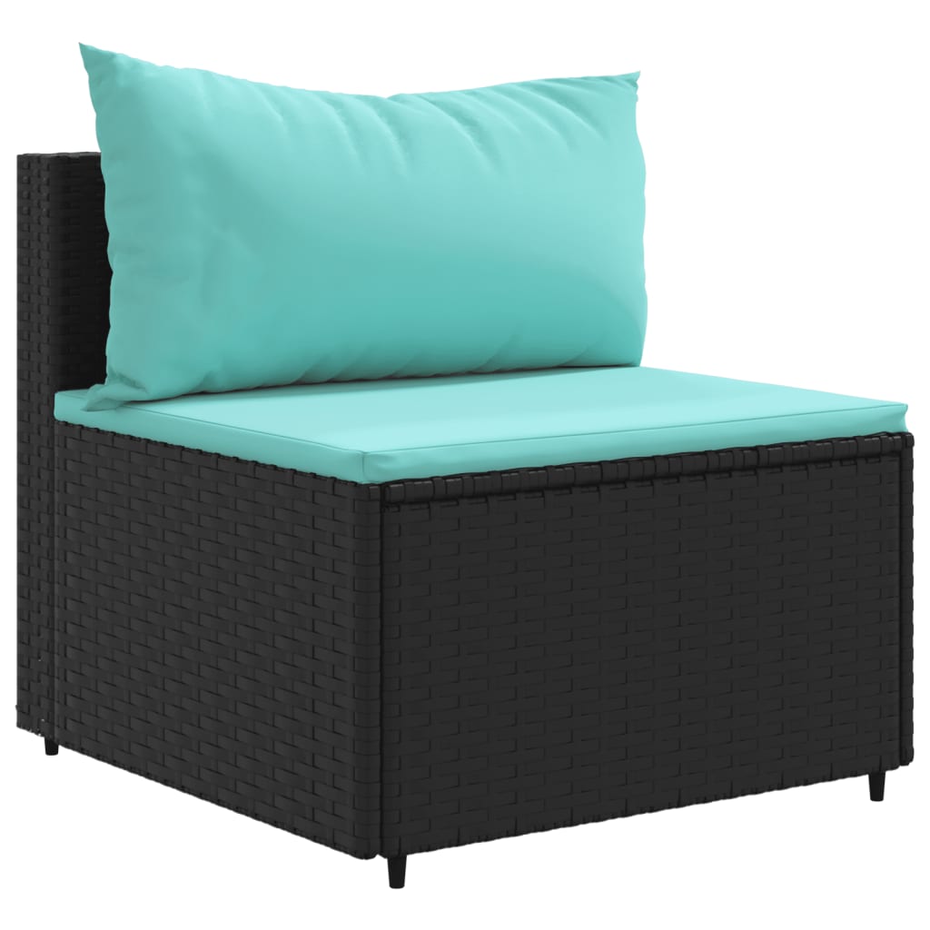 6-delige Loungeset met kussens poly rattan zwart Tuinsets | Creëer jouw Trendy Thuis | Gratis bezorgd & Retour | Trendy.nl