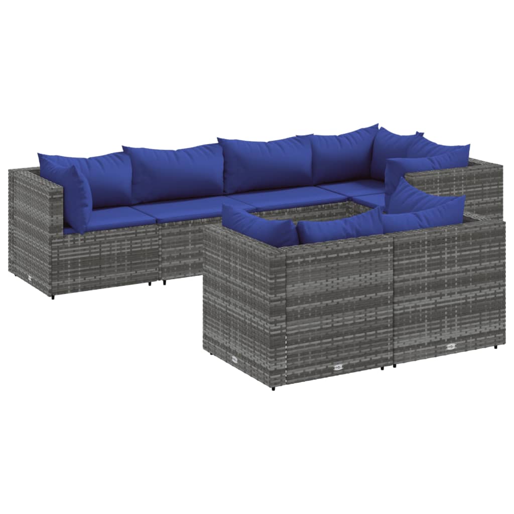 7-delige Loungeset met kussens poly rattan grijs Tuinsets | Creëer jouw Trendy Thuis | Gratis bezorgd & Retour | Trendy.nl