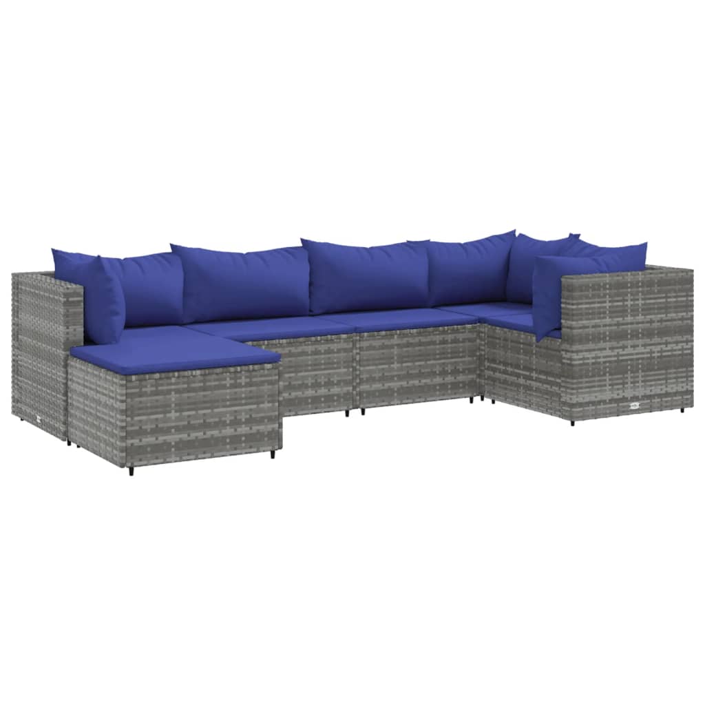 6-delige Loungeset met kussens poly rattan grijs Tuinsets | Creëer jouw Trendy Thuis | Gratis bezorgd & Retour | Trendy.nl