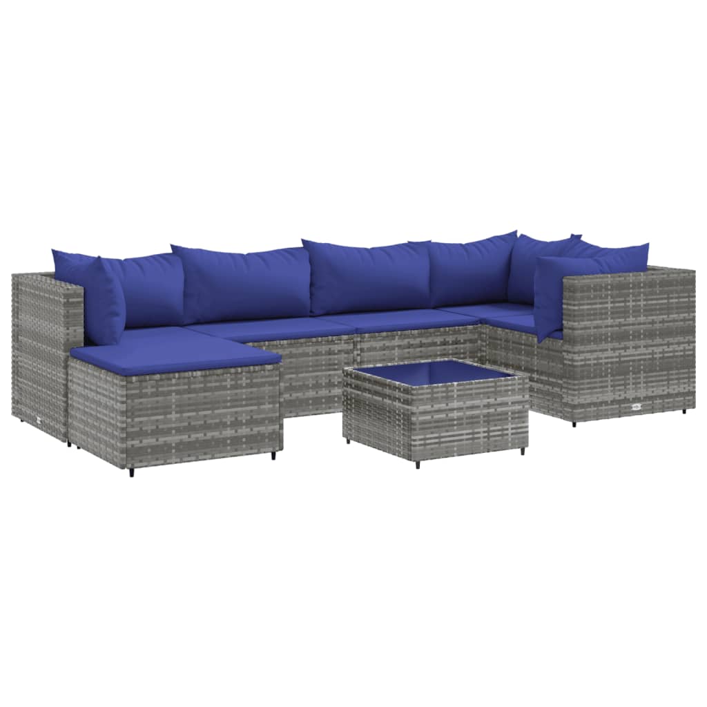 7-delige Loungeset met kussens poly rattan grijs Tuinsets | Creëer jouw Trendy Thuis | Gratis bezorgd & Retour | Trendy.nl