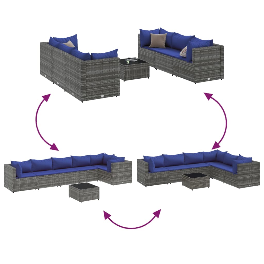 7-delige Loungeset met kussens poly rattan grijs Tuinsets | Creëer jouw Trendy Thuis | Gratis bezorgd & Retour | Trendy.nl