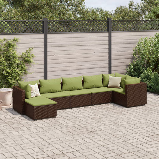 7-delige Loungeset met kussens poly rattan bruin Tuinsets | Creëer jouw Trendy Thuis | Gratis bezorgd & Retour | Trendy.nl