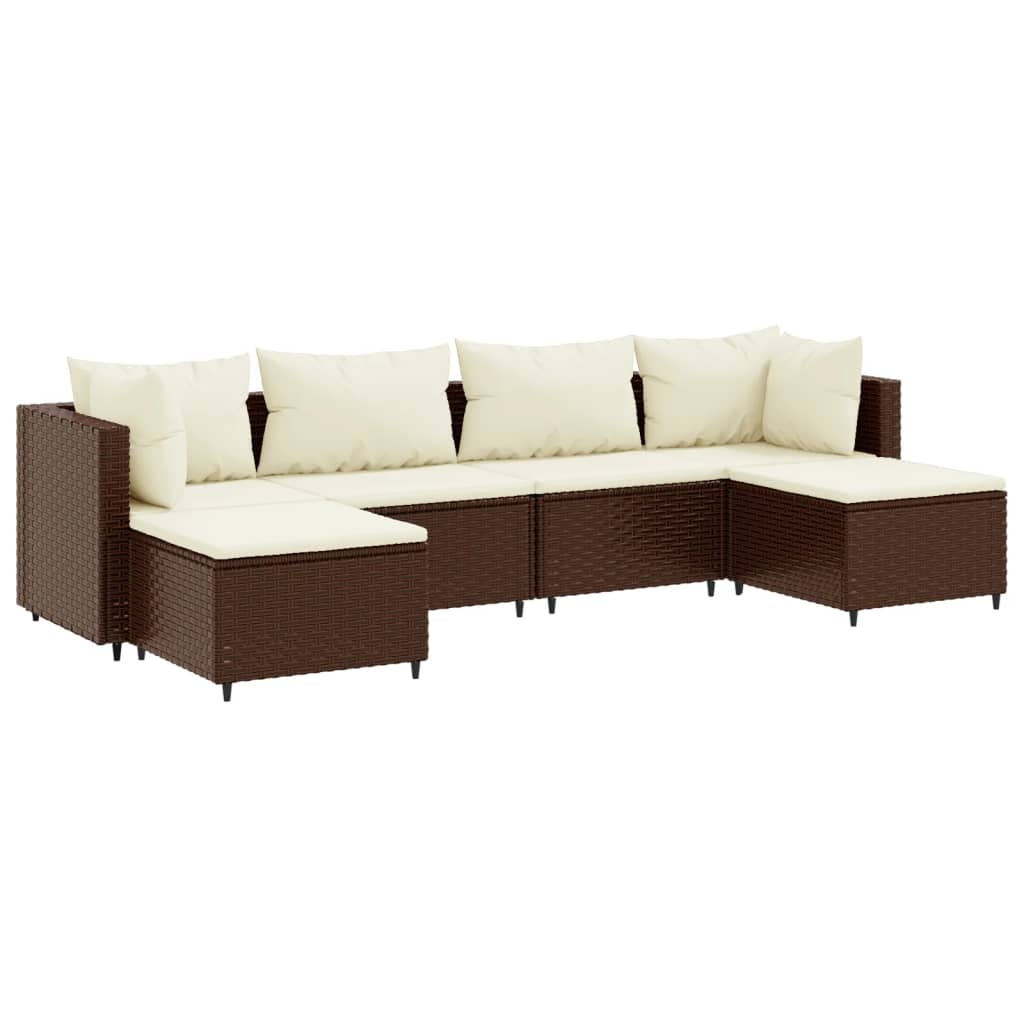 6-delige Loungeset met kussens poly rattan bruin Tuinsets | Creëer jouw Trendy Thuis | Gratis bezorgd & Retour | Trendy.nl