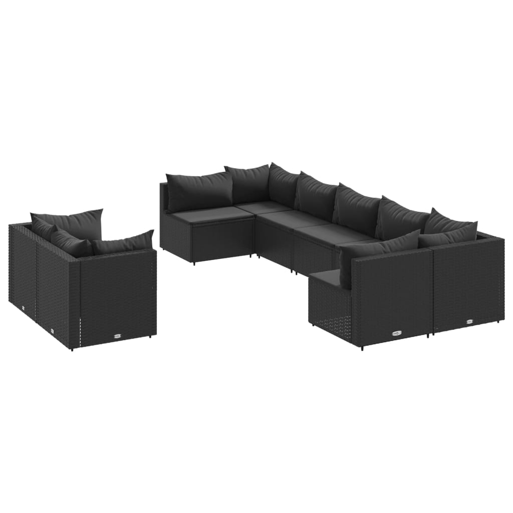 9-delige Loungeset met kussens poly rattan zwart Tuinsets | Creëer jouw Trendy Thuis | Gratis bezorgd & Retour | Trendy.nl