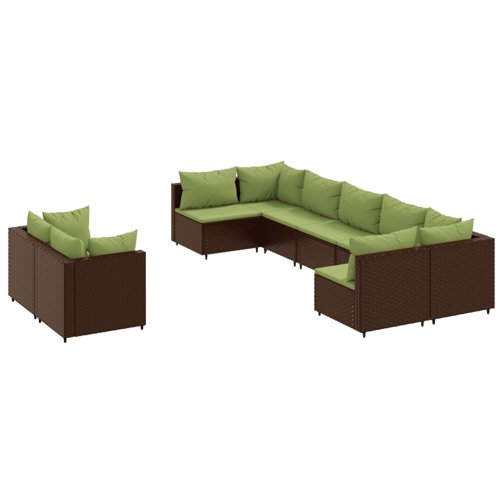 9-delige Loungeset met kussens poly rattan bruin Tuinsets | Creëer jouw Trendy Thuis | Gratis bezorgd & Retour | Trendy.nl