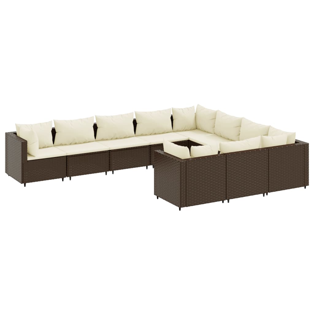 10-delige Loungeset met kussens poly rattan bruin Tuinsets | Creëer jouw Trendy Thuis | Gratis bezorgd & Retour | Trendy.nl